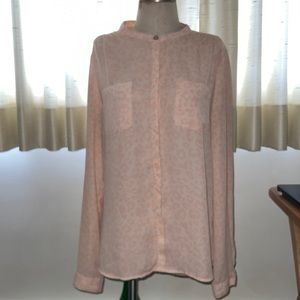 Pink leopard print button up shirt